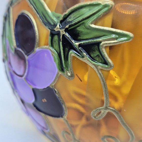Hand Painted Yellow Orange Gold Vase GRAPES Raised 3.5 In Votive CandleHolder - Picture 9 of 16